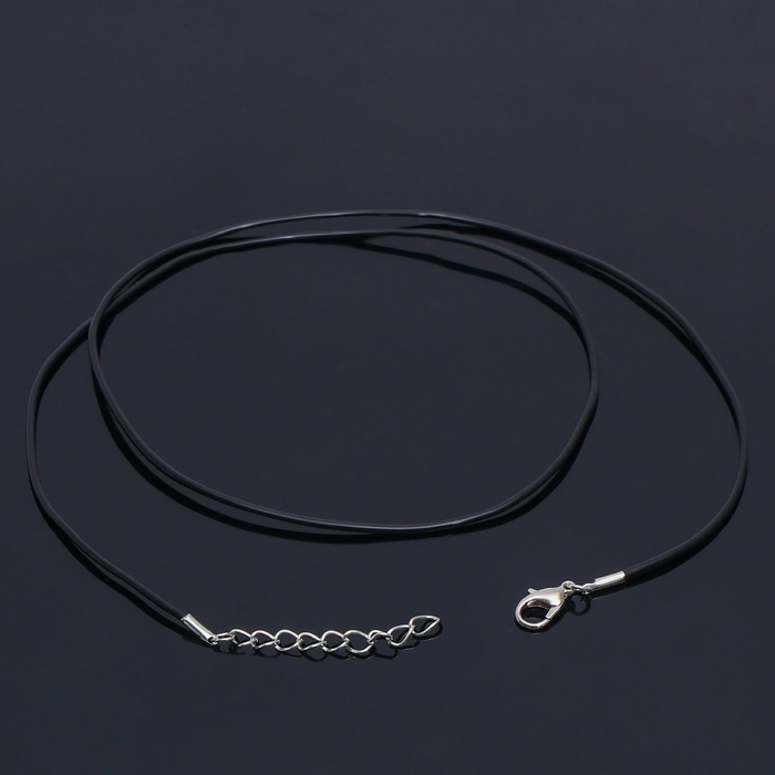 Шнурок каучуковый, неполый, 55см, d=1,5мм, цвет чёрный в серебре - Фото 1