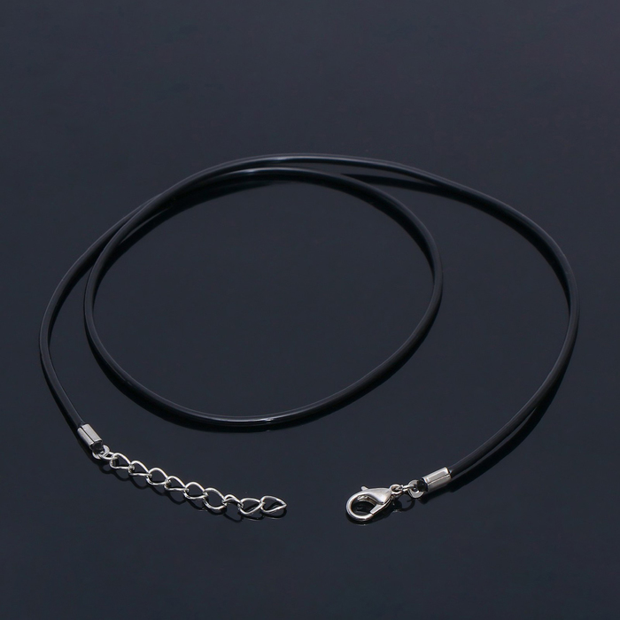 Шнурок каучуковый, неполый, 55 см, d=2 мм, цвет чёрный в серебре - Фото 1