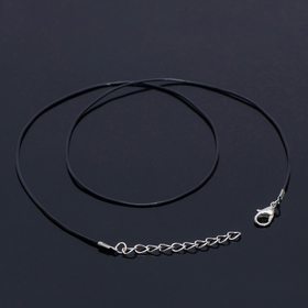 Шнурок каучуковый, неполый, 60см+ удлинитель 5см, d=0,8мм, цвет чёрный в серебре