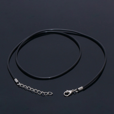Шнурок каучуковый, неполый, 60 см, d=2 мм, цвет чёрный в серебре