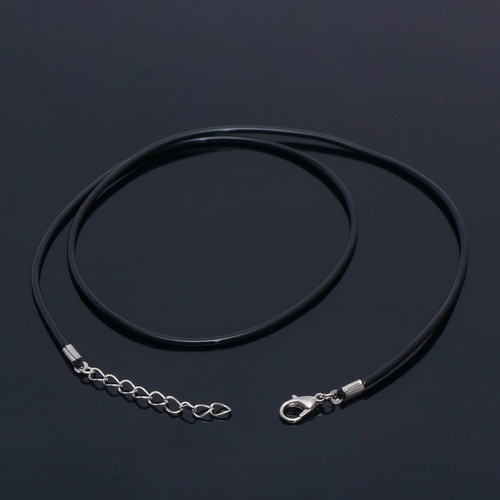 Шнурок каучуковый, неполый, 60 см, d=2 мм, цвет чёрный в серебре - Фото 1