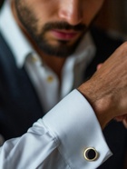 Запонки «Круг» линии, чёрные в золоте - Фото 2