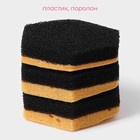 Губки для тефлоновой посуды Доляна, 3 шт., в вакуумной упаковке - Фото 2