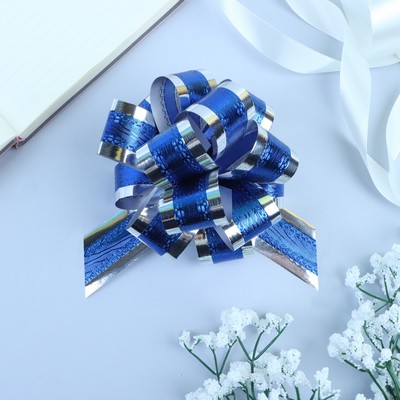 Бант-шар №3,2 "Серебряный блеск", цвет синий