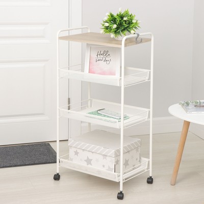 Этажерка со столиком под дерево «Ладья 34 КС», 45×30×88 см, белая