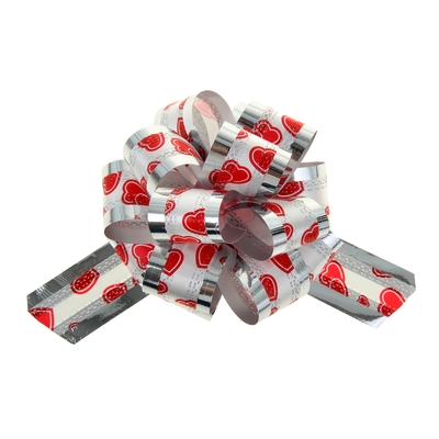 Подарочный бант - шар №3, Сердца на белом, для упаковки подарков