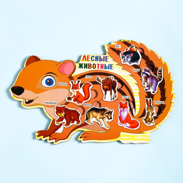 Пазлы деревянные "Лесные животные", 9 деталей, 28.5х19 см 56241