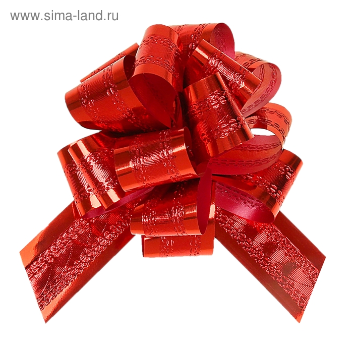 Подарочный бант - шар No3.2 полоса, красный, для упаковки подарков - Фото 1