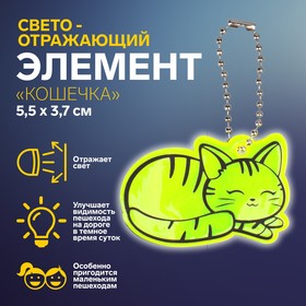 Светоотражающий элемент «Кошечка», двусторонний, 5,5 × 3,7 см, цвет МИКС