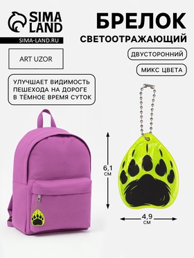 Светоотражающий элемент «След медведя», двусторонний, 4.9×6.1 см, МИКС 7818072