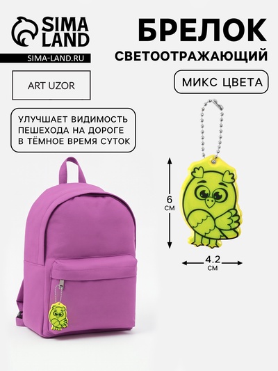 Светоотражающий элемент «Сова», двусторонний, 4.2×6 см, цвет МИКС