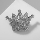 Брошь «Корона» высокая, цвет белый в серебре - Фото 1