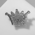 Брошь «Корона» высокая, цвет белый в серебре - Фото 2