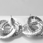 Серьги со стразами «Спираль», круг, белые в серебре - Фото 2