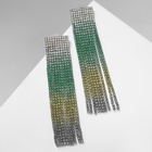 Серьги висячие со стразами «Водопад» градиент, цветные в серебре, 9.8 см 7986034