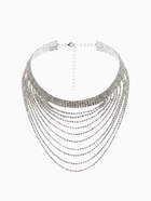 Колье «Водопад» волна, цвет белый в серебре, 25 см - Фото 1