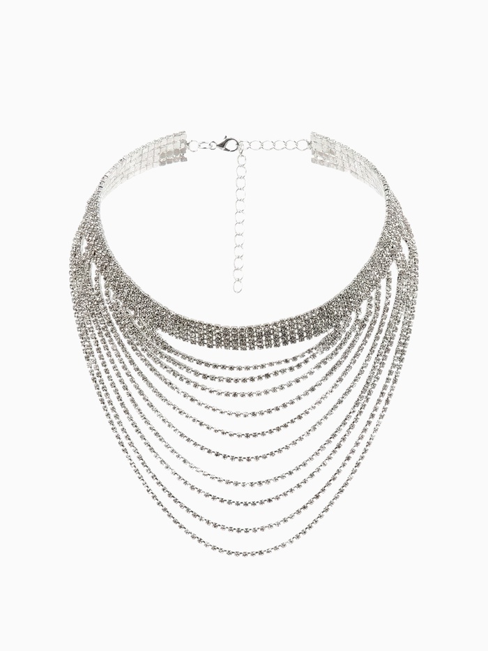 Колье «Водопад» волна, цвет белый в серебре, 25 см - Фото 1