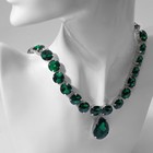 Колье «Драгоценность» капля, цвет изумрудный в серебре, 32.5 см - Фото 1