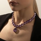 Колье «Драгоценность» капля, сиреневое в серебре, 32 см - Фото 3