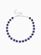 Колье «Драгоценность» круг в стразах, синее в серебре, 32 см - Фото 2