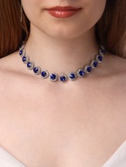 Колье «Драгоценность» круг в стразах, синее в серебре, 32 см - Фото 1