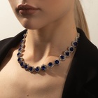 Колье «Драгоценность» круг в стразах, синее в серебре, 32 см - Фото 7