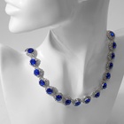 Колье «Драгоценность» круг в стразах, синее в серебре, 32 см - Фото 8