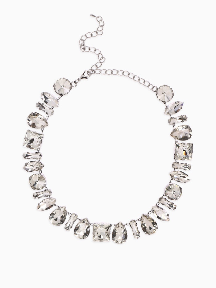 Колье «Драгоценность», геометрия, белое в серебре, 32 см