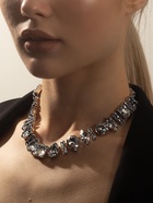 Колье «Драгоценность» геометрия, белое в серебре, 32 см - фото 61549438