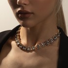 Колье «Драгоценность» квадраты в стразах, цвет белый в золоте, 32 см - Фото 3