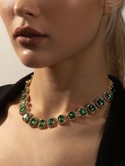 Колье «Драгоценность» квадраты в стразах, цвет бело-зелёный в золоте, 32 см - Фото 2