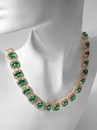 Колье «Драгоценность» квадраты в стразах, цвет бело-зелёный в золоте, 32 см - Фото 6