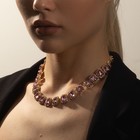 Колье «Драгоценность» квадраты в стразах, цвет бело-розовый в золоте, 32 см - Фото 3