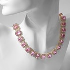 Колье «Драгоценность» квадраты в стразах, цвет бело-розовый в золоте, 32 см - Фото 1