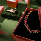 Колье «Драгоценность» квадраты в стразах, цвет бело-розовый в золоте, 32 см - Фото 5