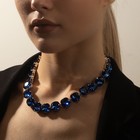 Колье «Драгоценность» квадраты, цвет синий в серебре, 34 см - Фото 3