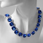 Колье «Драгоценность» квадраты, цвет синий в серебре, 34 см - Фото 1