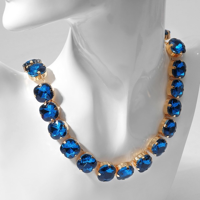 Колье «Драгоценность» квадраты, цвет морской в золоте, 34 см - Фото 1