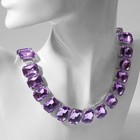 Колье «Драгоценность» прямоугольники, сиреневое в серебре, 32 см - Фото 1