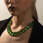 Колье «Драгоценность» прямоугольники, светло-зелёное в золоте, 32 см - Фото 1