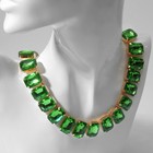 Колье «Драгоценность» прямоугольники, светло-зелёное в золоте, 32 см - Фото 2