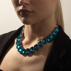Колье «Драгоценность» прямоугольники, цвет голубой в серебре, 32 см - фото 9930370