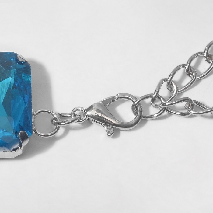 Колье «Драгоценность» прямоугольники, цвет голубой в серебре, 32 см - фото 1886910449