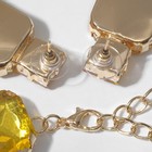 Набор 2 предмета: серьги, колье «Драгоценность» квадраты, цвет жёлтый в золоте, 32 см - Фото 2
