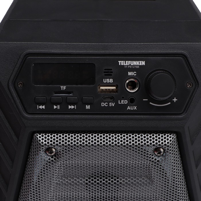 Портативная караоке система Telefunken TF-PS1276B, 35 Вт, FM, AUX, USB, BT, 1200 мАч, чёрная - фото 51457049