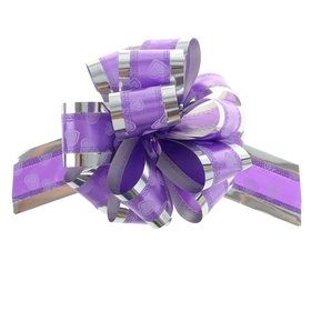 Подарочный бант - шар №5 «Воздушные сердца», фиолетовый, для упаковки подарков 848872