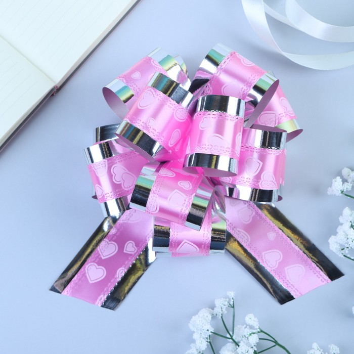 Бант-шар №5 «Воздушные сердца», розовый - Фото 1