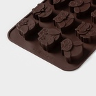 Форма для шоколада Доляна «Совы», силикон, 19×15 см, 12 ячеек (3.5×3.5×1.5 см), коричневая - Фото 4
