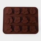 Форма для выпечки Доляна «Совы», силикон, 19×15 см, 12 ячеек, 3,5×3,5×1,5 см, цвет коричневый - Фото 4