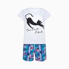 Комплект женский (шорты/футболка) домашний, цвет синий, размер 52 - Фото 1